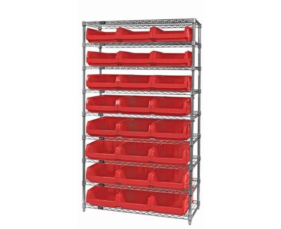 CHROME WIRE SHELVING UNITS WITH MAGNUM BINS