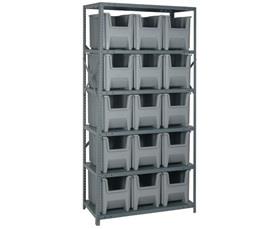 SHELVING UNITS WITH STACKABLE STORAGE BINS